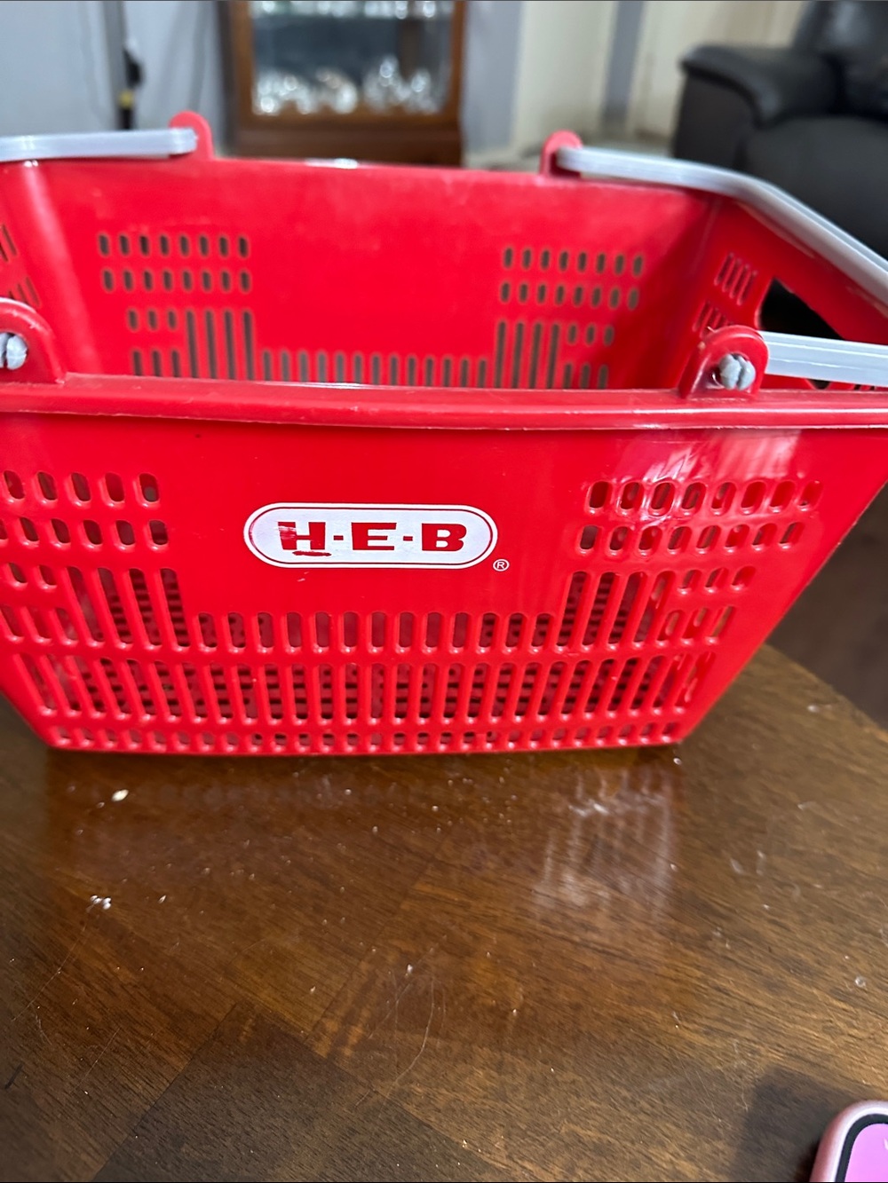 HEB Kids Red Plastic Shopping Basket - Durable Home Storage & Organization